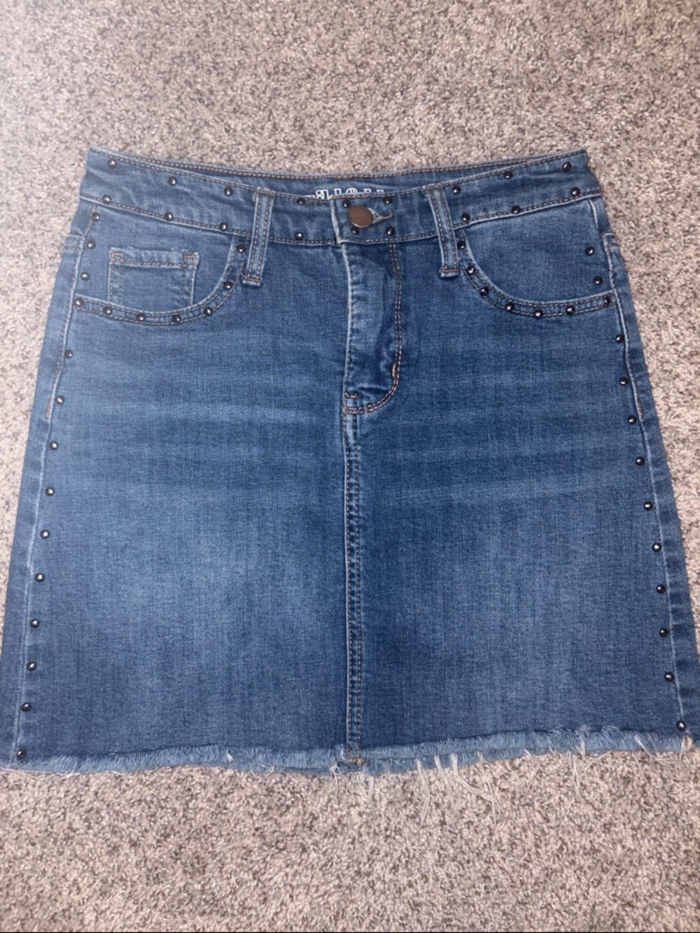 wild fable Blue Denim Mini Skirt with Stud Trim